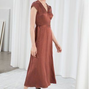 NWT & Other Stories Satin Wrap Dress Dusty Pink